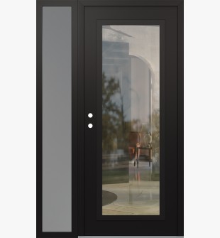 Diamond C1 52" x 80" black/black clear Glass Panel black RHI with Sidelite frosted Glass