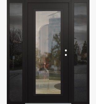 Diamond C1 64" x 80" black/black clear Glass Panel black LHI with 2 Sidelites mirrored Glass