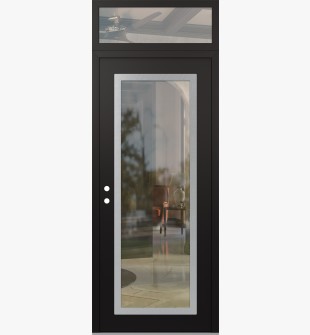 Diamond C1 36" x 96" black/black clear Glass Panel stainless steel RHI with Transom clear Glass