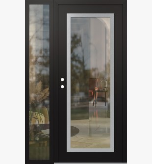 Diamond C1 48" x 80" black/black clear Glass Panel stainless steel RHI with Sidelite clear Glass