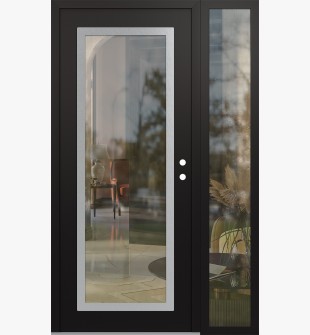Diamond C1 48" x 80" black/black clear Glass Panel stainless steel LHI with Sidelite clear Glass