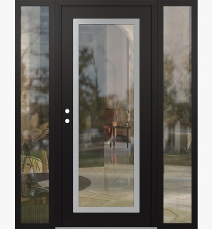 Diamond C1 60" x 80" black/black clear Glass Panel stainless steel RHI with 2 Sidelites clear Glass