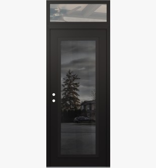 Diamond C1 36" x 96" black/black mirrored Glass Panel black RHI with Transom clear Glass
