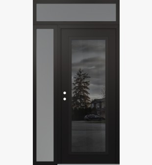 Diamond C1 48" x 96" black/black mirrored Glass Panel black RHI with Sidelite and Transom frosted Glass
