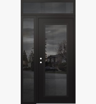 Diamond C1 52" x 96" black/black mirrored Glass Panel black RHI with Sidelite and Transom mirrored Glass