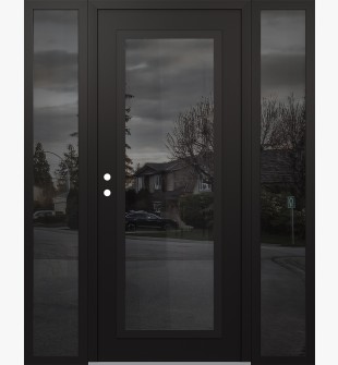 Diamond C1 60" x 80" black/black mirrored Glass Panel black RHI with 2 Sidelites mirrored Glass
