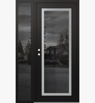 Diamond C1 48" x 80" black/black mirrored Glass Panel stainless steel RHI with Sidelite mirrored Glass