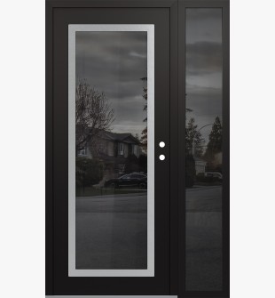 Diamond C1 52" x 80" black/black mirrored Glass Panel stainless steel LHI with Sidelite mirrored Glass