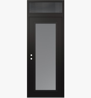 Diamond C1 36" x 96" black/white frosted Glass Panel black RHI with Transom mirrored Glass