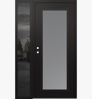 Diamond C1 52" x 80" black/white frosted Glass Panel black RHI with Sidelite mirrored Glass