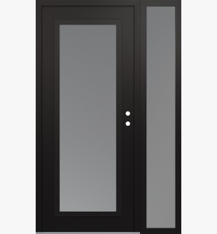 Diamond C1 48" x 80" black/white frosted Glass Panel black LHI with Sidelite frosted Glass