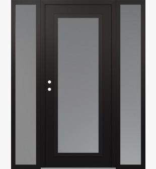 Diamond C1 60" x 80" black/white frosted Glass Panel black RHI with 2 Sidelites frosted Glass