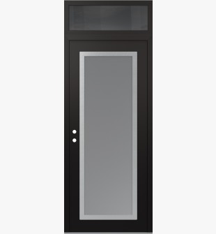 Diamond C1 36" x 96" black/white frosted Glass Panel stainless steel RHI with Transom mirrored Glass