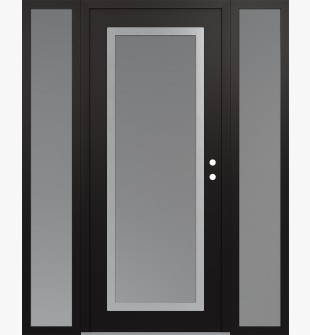 Diamond C1 64" x 80" black/white frosted Glass Panel stainless steel LHI with 2 Sidelites frosted Glass