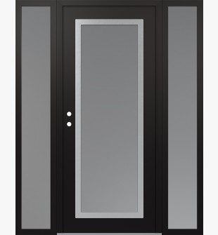 Diamond C1 68" x 80" black/white frosted Glass Panel stainless steel RHI with 2 Sidelites frosted Glass