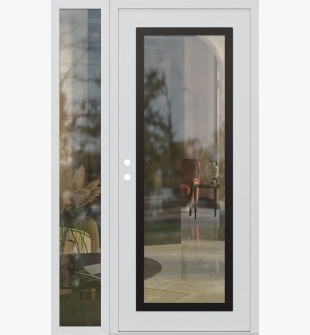 Diamond C1 50" x 80" white/white clear Glass Panel black RHI with Sidelite clear Glass