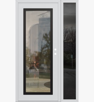 Diamond C1 50" x 80" white/white clear Glass Panel black LHI with Sidelite mirrored Glass