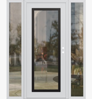 Diamond C1 64" x 80" white/white clear Glass Panel black LHI with 2 Sidelites clear Glass
