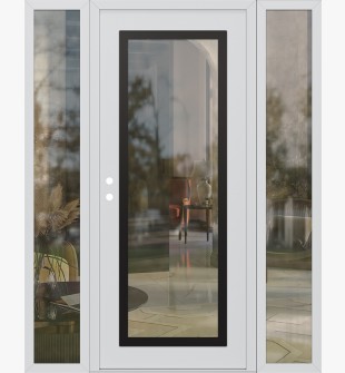 Diamond C1 64" x 80" white/white clear Glass Panel black RHI with 2 Sidelites clear Glass