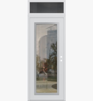 Diamond C1 36" x 96" white/white clear Glass Panel stainless steel LHI with Transom mirrored Glass