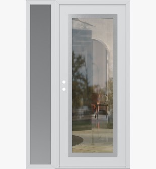 Diamond C1 48" x 80" white/white clear Glass Panel stainless steel RHI with Sidelite frosted Glass