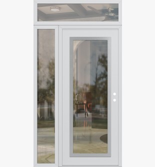 Diamond C1 50" x 96" white/white clear Glass Panel stainless steel RHI with Sidelite and Transom clear Glass