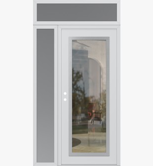 Diamond C1 52" x 96" white/white clear Glass Panel stainless steel RHI with Sidelite and Transom frosted Glass