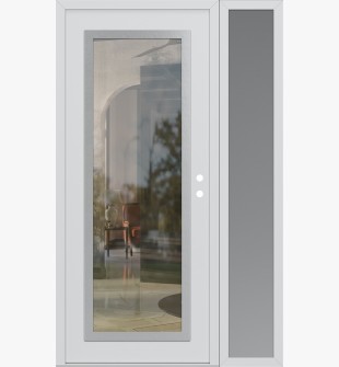 Diamond C1 48" x 80" white/white clear Glass Panel stainless steel LHI with Sidelite frosted Glass