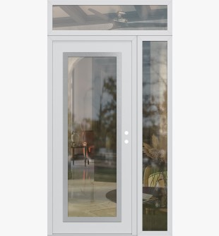 Diamond C1 48" x 96" white/white clear Glass Panel stainless steel LHI with Sidelite and Transom clear Glass