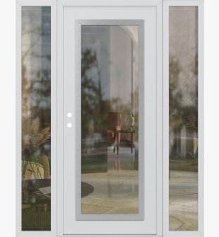 Diamond C1 68" x 80" white/white clear Glass Panel stainless steel RHI with 2 Sidelites clear Glass
