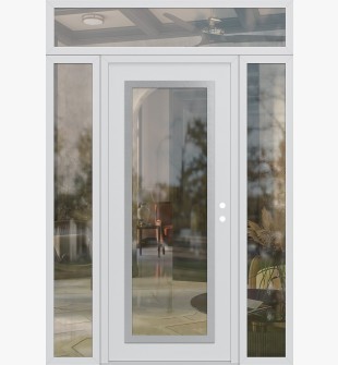 Diamond C1 68" x 96" white/white clear Glass Panel stainless steel LHI with 2 Sidelites and Transom clear Glass