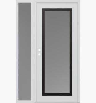 Diamond C1 52" x 80" white/white frosted Glass Panel black RHI with Sidelite frosted Glass