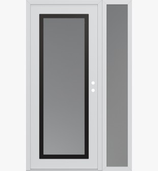 Diamond C1 50" x 80" white/white frosted Glass Panel black LHI with Sidelite frosted Glass