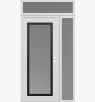 Diamond C1 48" x 96" white/white frosted Glass Panel black LHI with Sidelite and Transom frosted Glass