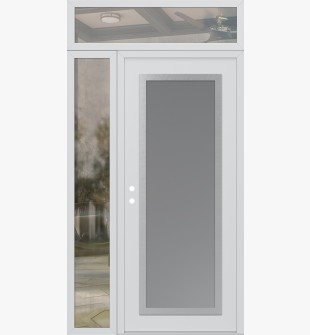 Diamond C1 52" x 96" white/white frosted Glass Panel stainless steel RHI with Sidelite and Transom clear Glass