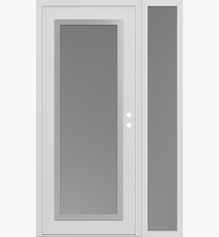 Diamond C1 50" x 80" white/white frosted Glass Panel stainless steel LHI with Sidelite frosted Glass