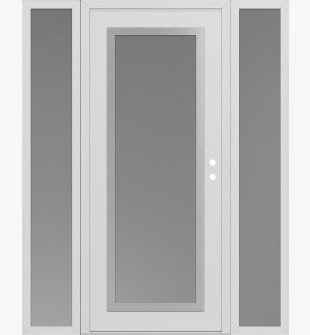 Diamond C1 60" x 80" white/white frosted Glass Panel stainless steel LHI with 2 Sidelites frosted Glass