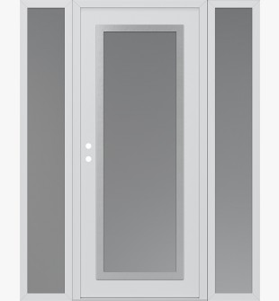 Diamond C1 64" x 80" white/white frosted Glass Panel stainless steel RHI with 2 Sidelites frosted Glass