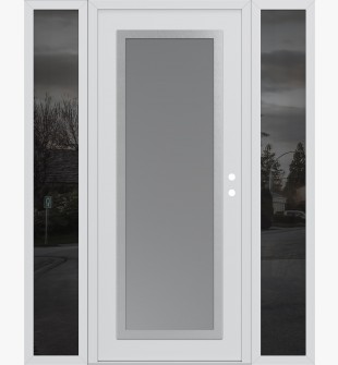 Diamond C1 60" x 80" white/white frosted Glass Panel stainless steel LHI with 2 Sidelites mirrored Glass