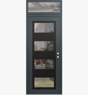 Diamond C2 36" x 96" anthracite/anthracite clear Glass Panel black LHI with Transom clear Glass