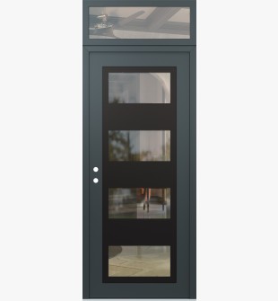 Diamond C2 36" x 96" anthracite/anthracite clear Glass Panel black RHI with Transom clear Glass