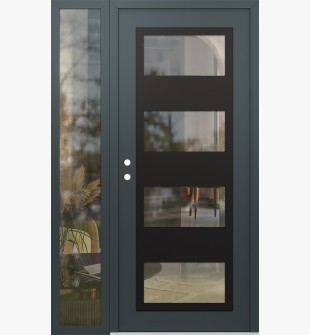Diamond C2 48" x 80" anthracite/anthracite clear Glass Panel black RHI with Sidelite clear Glass