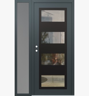 Diamond C2 50" x 80" anthracite/anthracite clear Glass Panel black RHI with Sidelite frosted Glass