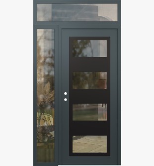 Diamond C2 48" x 96" anthracite/anthracite clear Glass Panel black RHI with Sidelite and Transom clear Glass