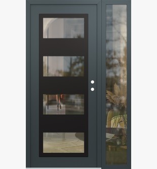 Diamond C2 52" x 80" anthracite/anthracite clear Glass Panel black LHI with Sidelite clear Glass