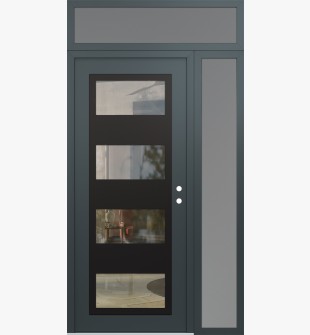 Diamond C2 52" x 96" anthracite/anthracite clear Glass Panel black LHI with Sidelite and Transom frosted Glass