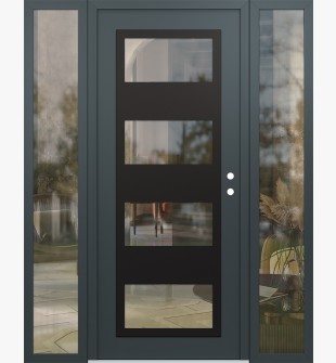 Diamond C2 60" x 80" anthracite/anthracite clear Glass Panel black LHI with 2 Sidelites clear Glass