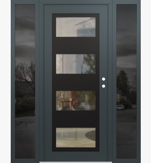 Diamond C2 68" x 80" anthracite/anthracite clear Glass Panel black LHI with 2 Sidelites mirrored Glass