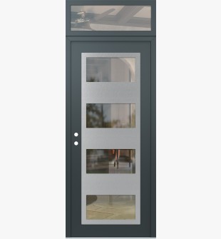 Diamond C2 36" x 96" anthracite/anthracite clear Glass Panel stainless steel RHI with Transom clear Glass