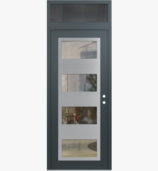 Diamond C2 36" x 96" anthracite/anthracite clear Glass Panel stainless steel LHI with Transom mirrored Glass